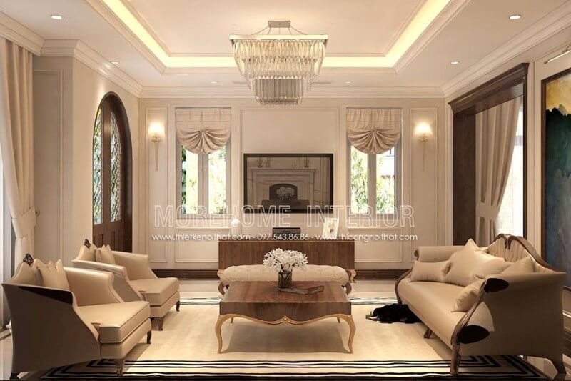 Sofa phòng khách biệt thự gỗ tự nhiên với độ chắc chắn cao, có khả năng chịu lực tốt và có khả năng uốn cong tốt, đây làm sản phẩm tuyệt vời dành cho gia chủ