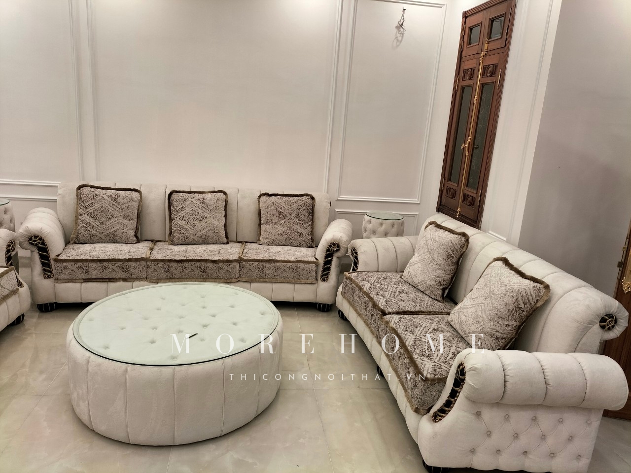 Sofa bọc Nỉ cao cấp dùng để bài trí mang lại vẻ đẹp tinh tế cho căn phòng.